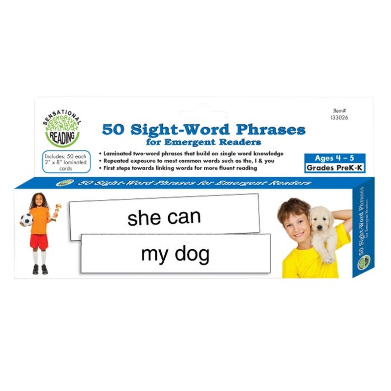 50 Sight Word Phrases For Emergent and Struggling Readers, Grades PreK-K