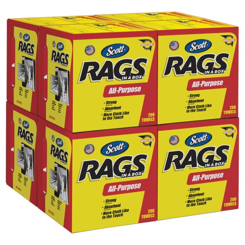 Scott Rags in a Box Towels with Handle, 200 Towels, White