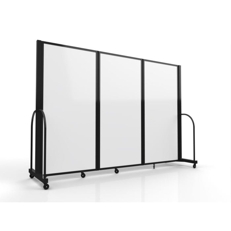Screenflex Wet-Dry Magnetic Erase Tackable Divider, 3 Panels, 103 x 72 Inches, Charcoal Black