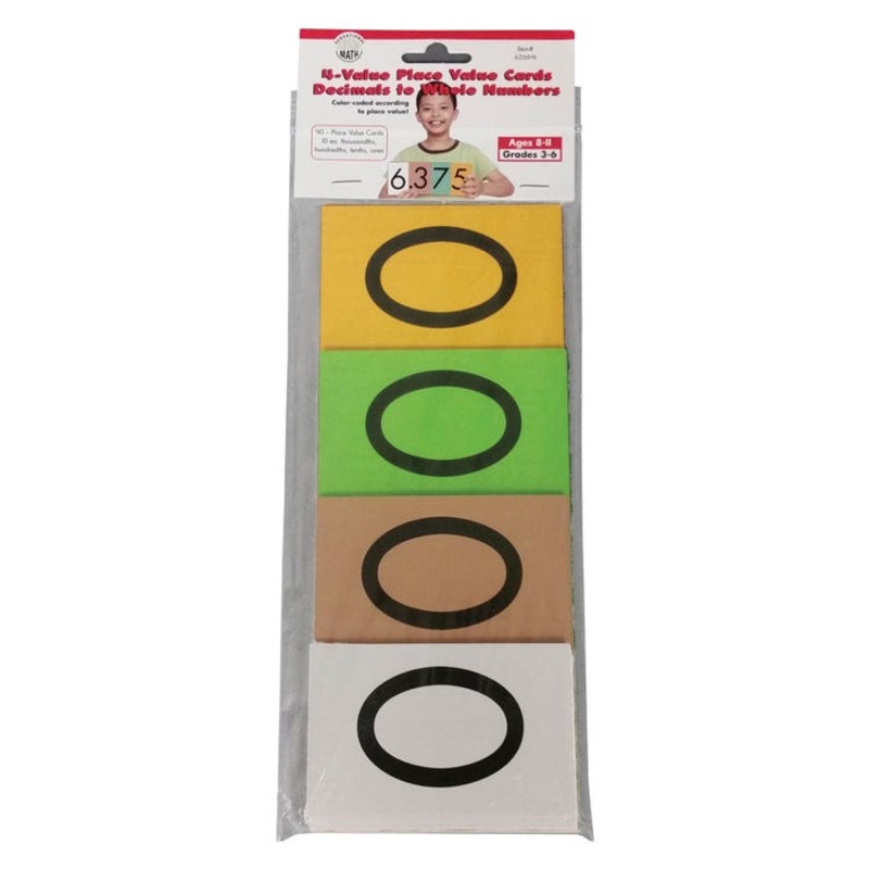 Sensational Math Place Value Cards 4-Value Decimals to Whole Number, Set of 40