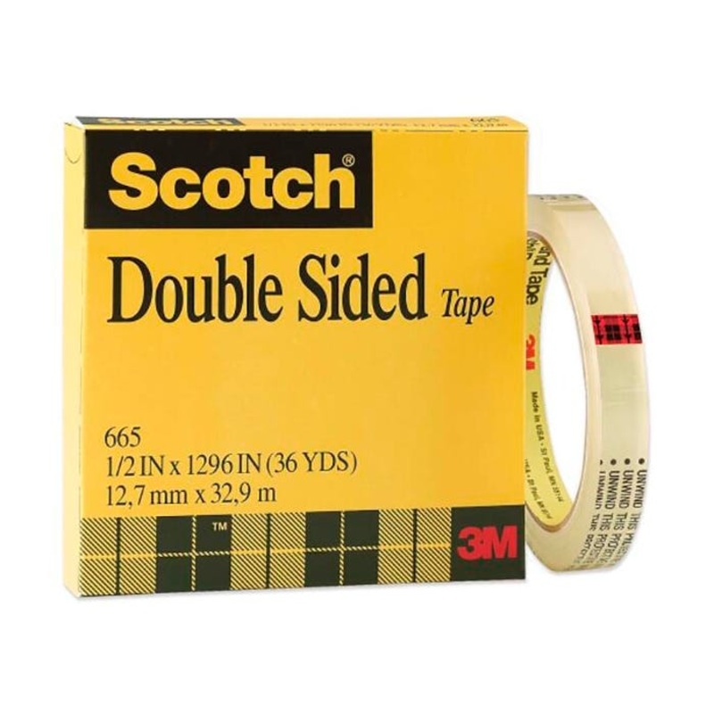 Scotch 665 Double-Sided Tape, 0.50 x 1296 Inches, Clear