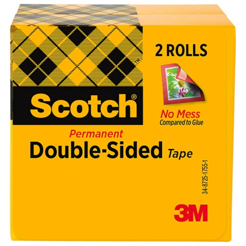 Scotch 665 Double-Sided Tape, 0.50 x 900 Inches, Clear, Pack of 2