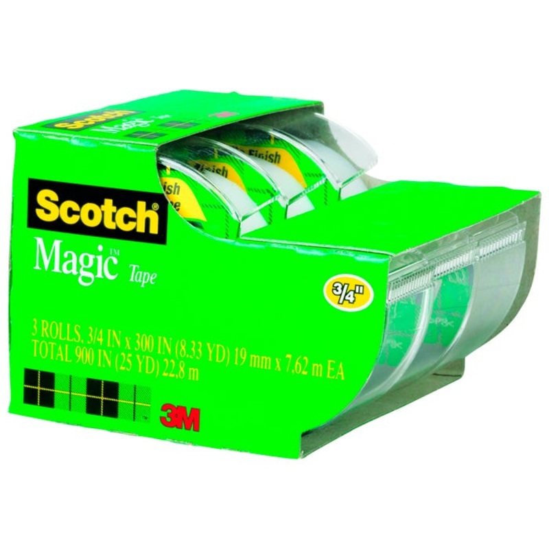 Scotch 810 Magic Tape in Dispenser, 0.75 x 300 Inches, Matte Clear, Pack of 3
