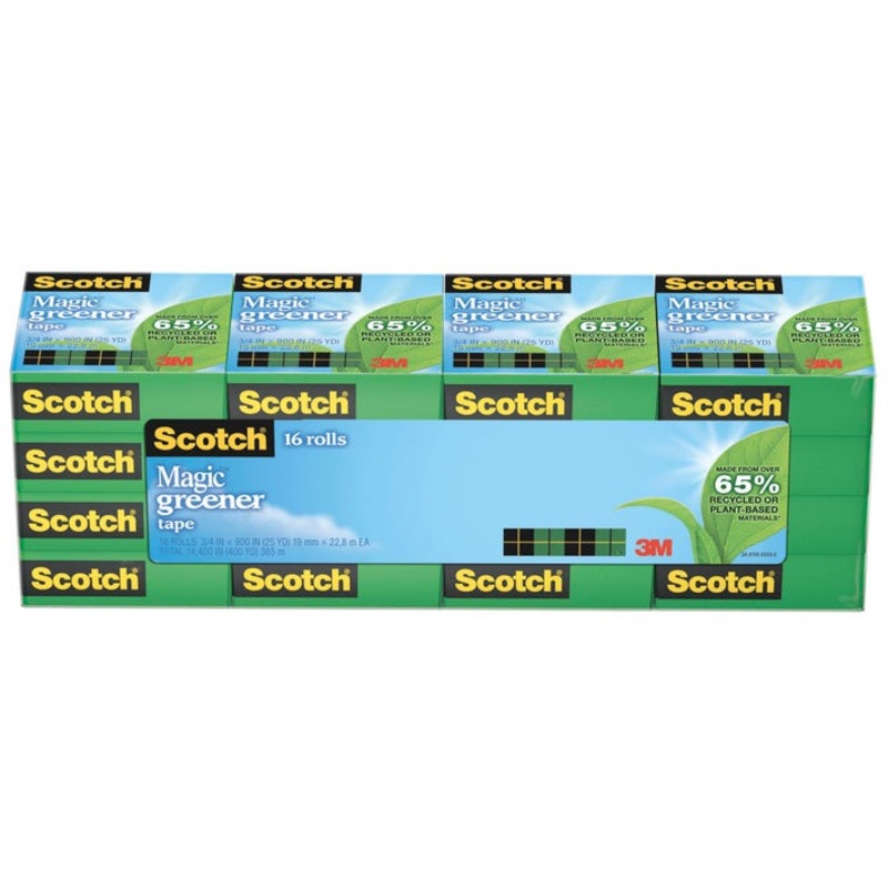 Scotch 812 Magic Greener Tape, 0.75 x 900 Inch, Matte Clear, Pack of 16