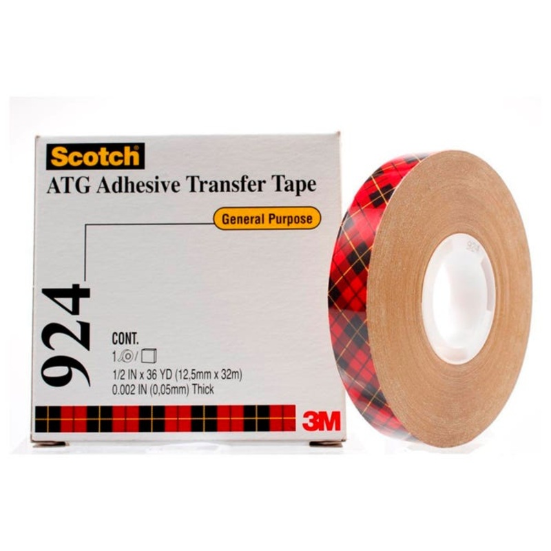 Scotch 924 ATG Adhesive Transfer Tape, 0.50 Inch x 60 Yards, Clear