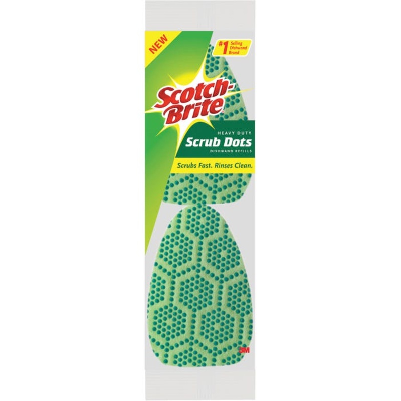 Scotch-Brite Scrub Dots Heavy-Duty Dishwand Refill, Green, Pack of 2