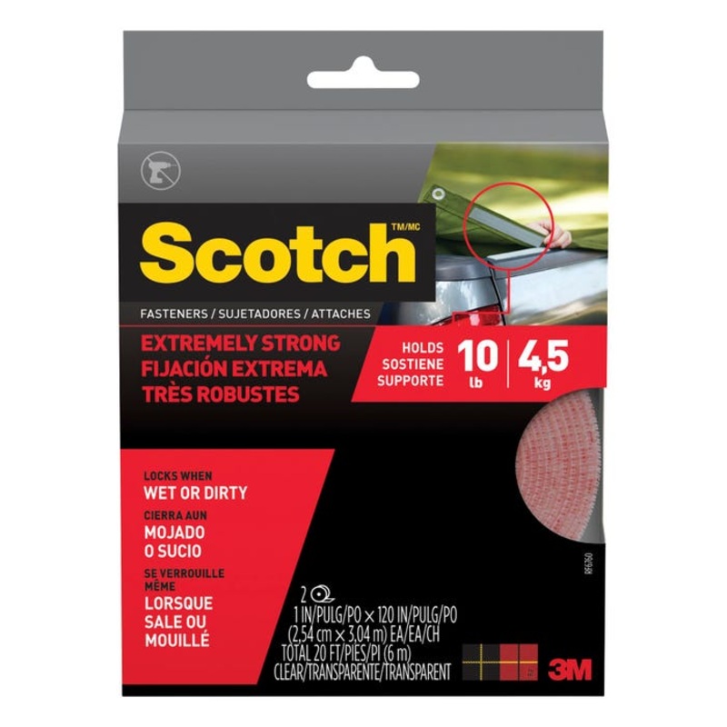 Scotch Super Duty Fasteners, 10 Feet x 1 Inch, Clear