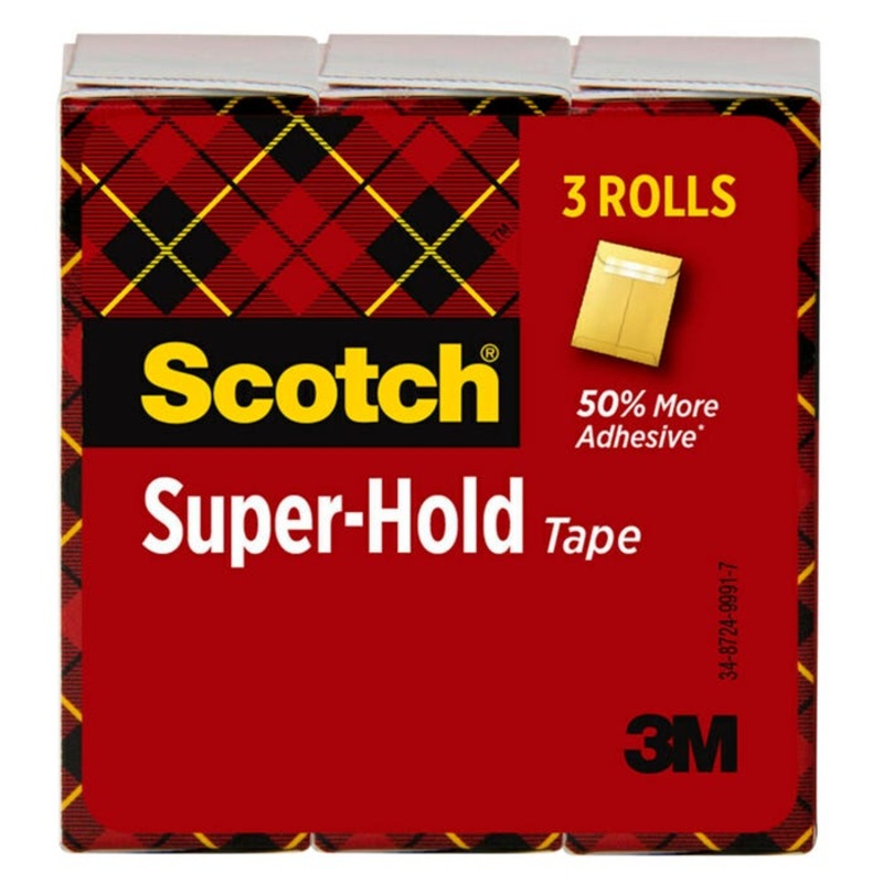 Scotch Super Hold Tape, 0.75 x 100 Inches, Pack of 3