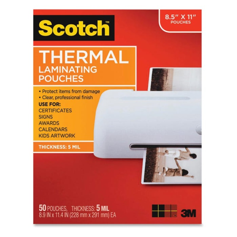 Scotch Thermal Laminating Pouch 8-9/10 x 11-1/3 In 50/Pk Clear