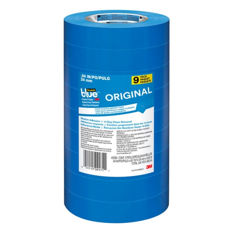 ScotchBlue 2090 Original Multi-Use Painter's Tape, 0.94 Inch x 60 Yards, Pack of 9