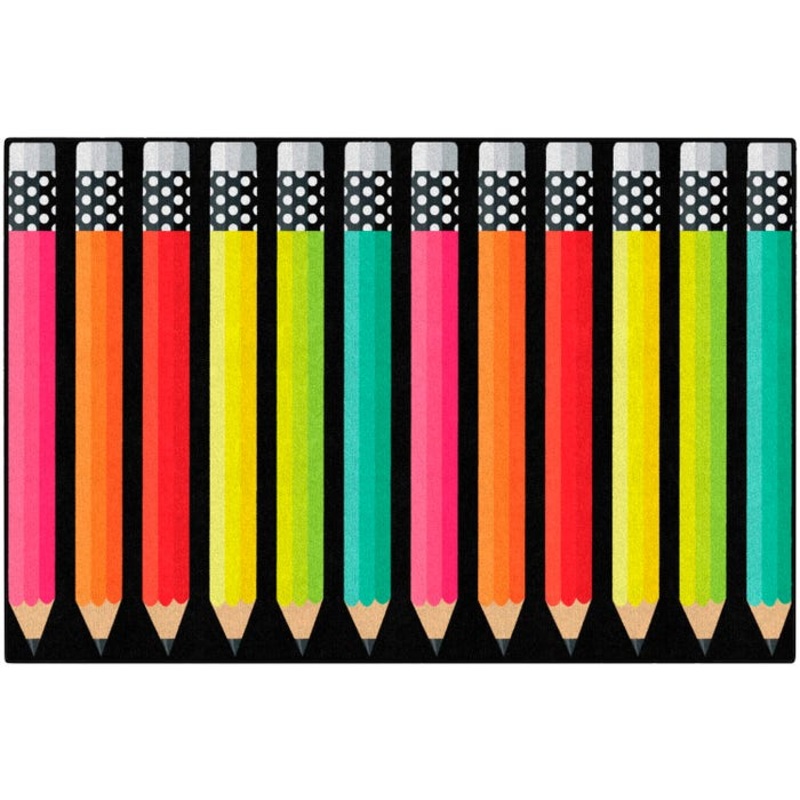 Schoolgirl Style Black, White and Stylish Brights Pencil Carpet, Rectangle