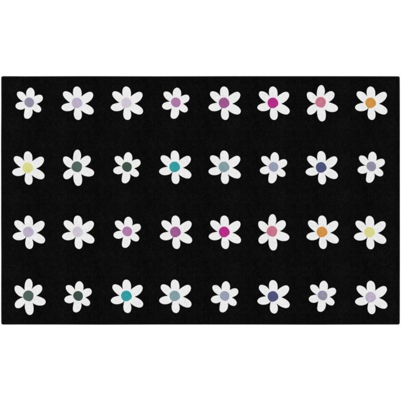 Schoolgirl Style Daisies Criss Cross Applesauce Carpet, Rectangle