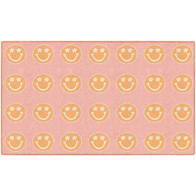Schoolgirl Style Good Vibes Criss Cross Happy Faces Carpet, Rectangle