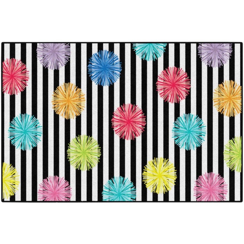 Schoolgirl Style Just Teach Black and White Poms Carpet, Rectangle