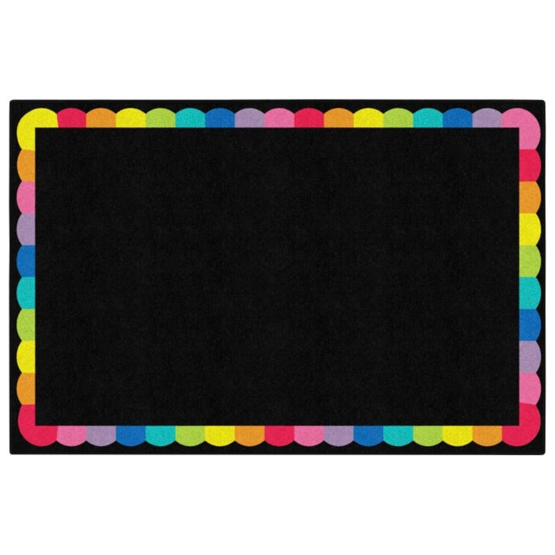 Schoolgirl Style Rainbow Scallop Border Carpet, Rectangle