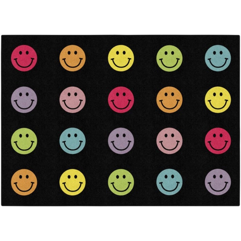 Schoolgirl Style Rainbow Smileys Criss Cross Applesauce Carpet, Rectangle