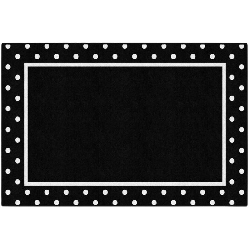 Schoolgirl Style Simply Stylish Tropical Black and White Polka Dot Border Carpet, Rectangle