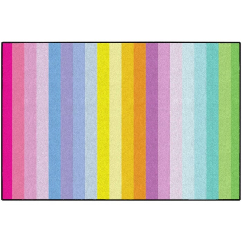 Schoolgirl Style Vertical Rainbow Stripes Carpet, Rectangle