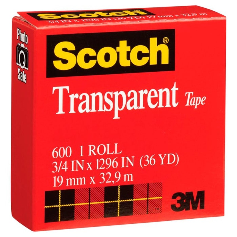 Scotch 600 Transparent Tape, 0.75 x 1296 Inches, Glossy