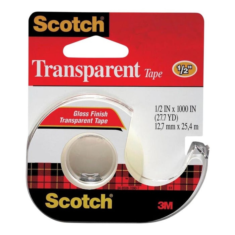 Scotch 600 Transparent Tape with Dispenser, 1/2 x 1000 Inches, Glossy