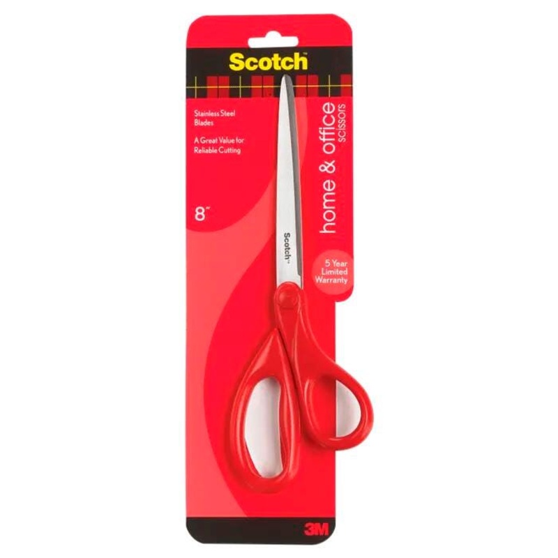 Scotch Home and Office Scissors, 8 Inches, Straight, Red