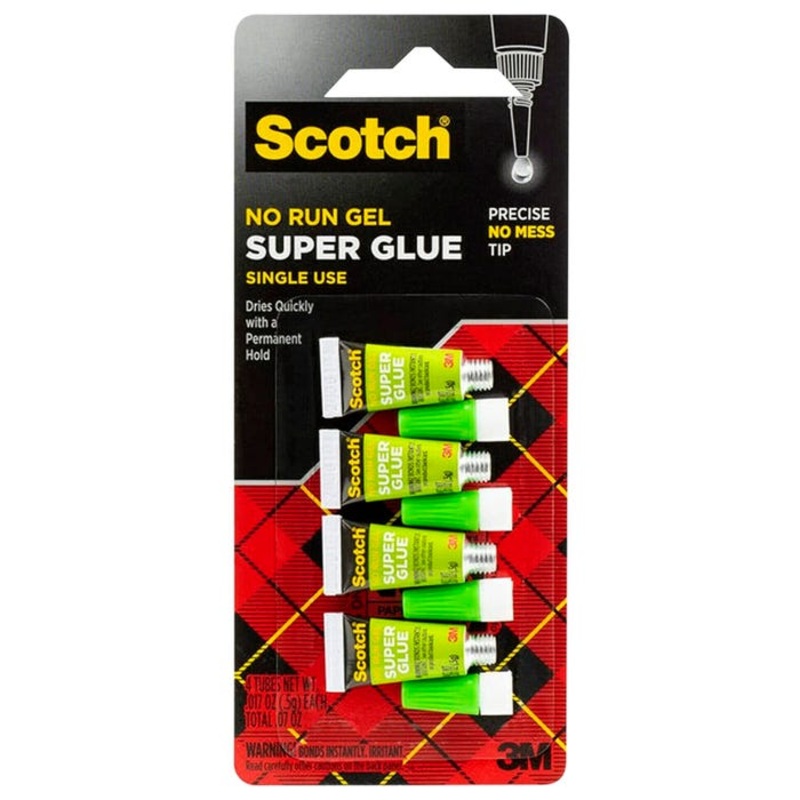 Scotch Super Glue Gel, Single Use, .017 Ounces Each, Pack of 4