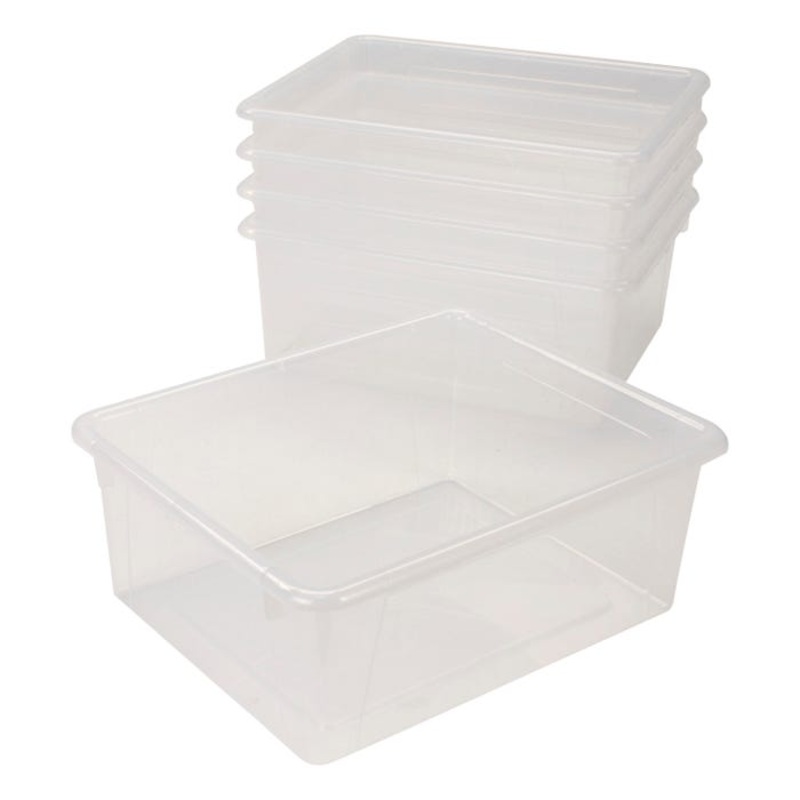 School Smart Deep Storage Bins, 10-3/4 x 13-3/8 x 5-1/4 Inches, Translucent, Pack of 5