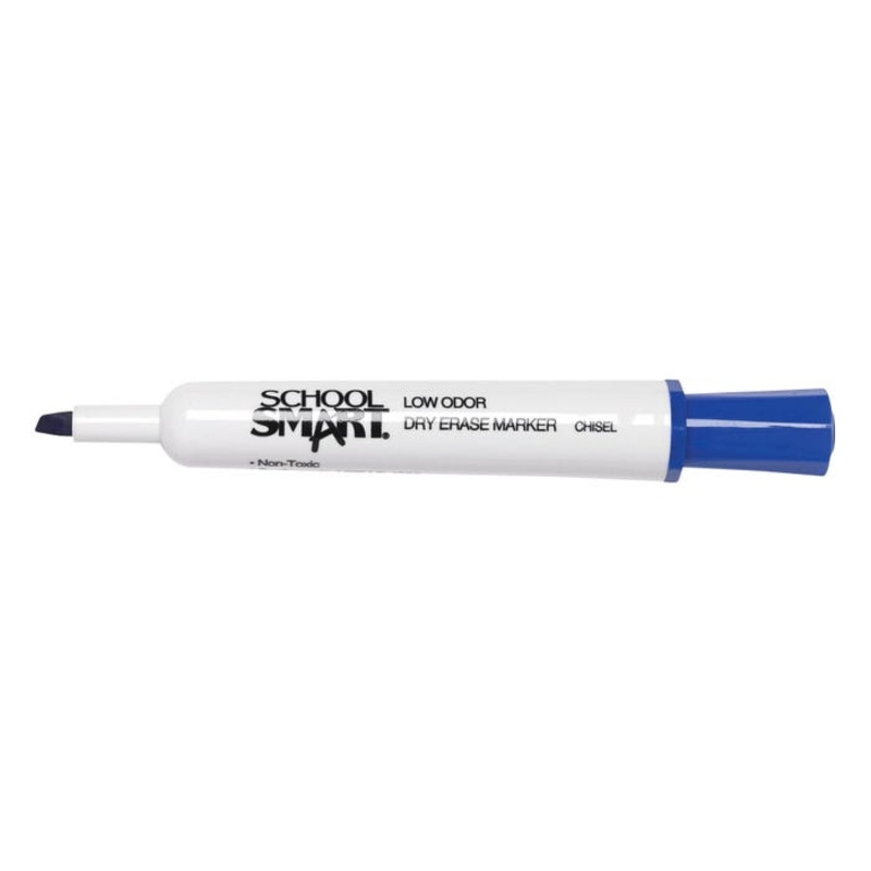 School Smart Dry Erase Markers, Chisel Tip, Low Odor, Blue, Pack of 48