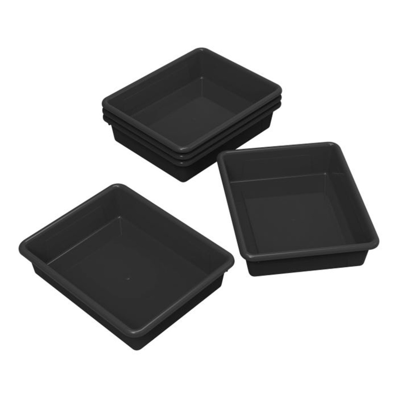 School Smart Storage Tray, Letter Size, 10-3/4 x 13-1/4 x 3 Inches, Black, Pack of 5