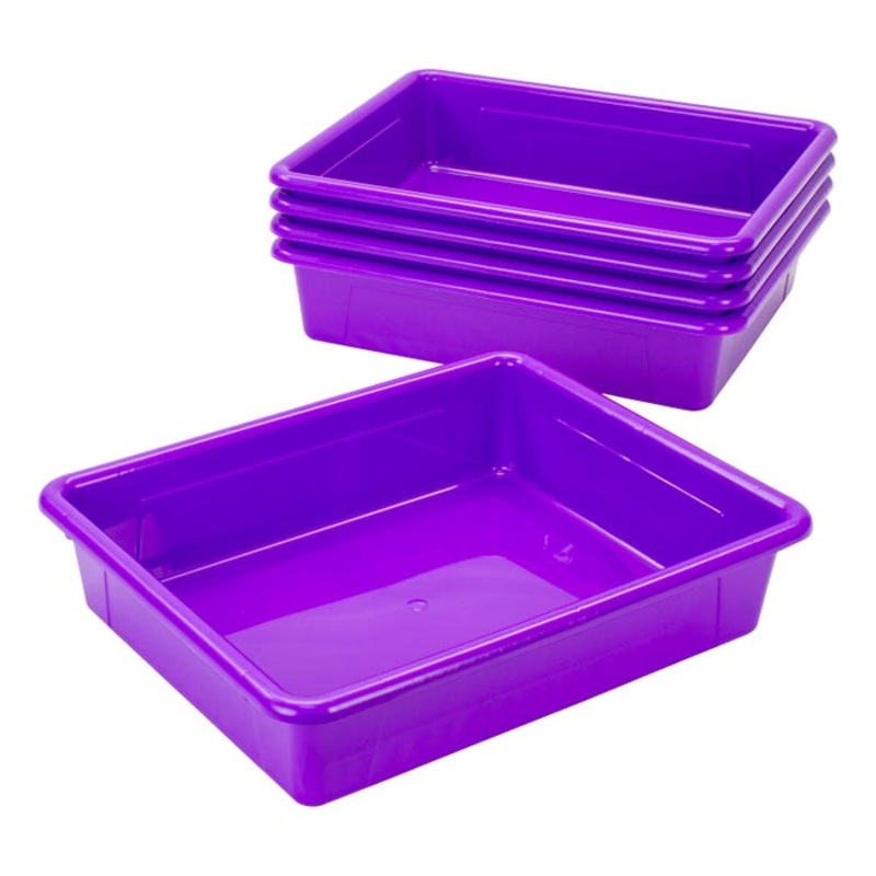 School Smart Storage Tray, Letter Size, 10-3/4 x 13-1/4 x 3 Inches, Violet, Pack of 5