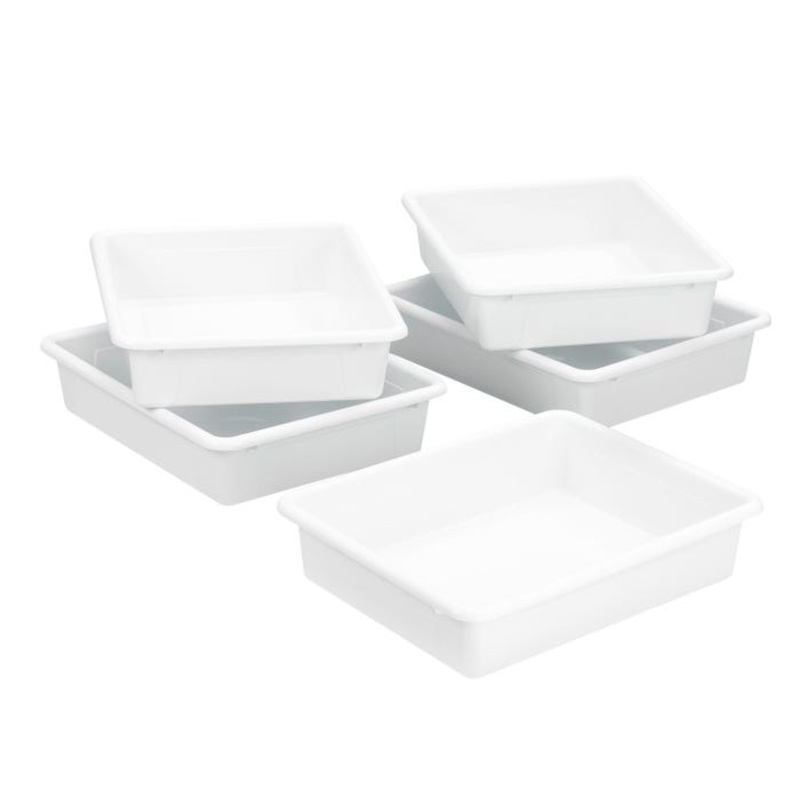 School Smart Storage Tray, Letter Size, 10-3/4 x 13-1/4 x 3 Inches, White, Pack of 5