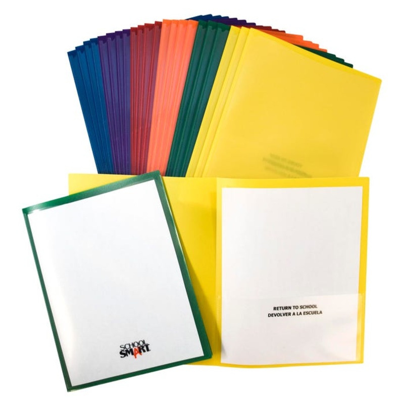 School Smart Take Home Folder, Assorted Colors, Set of 24