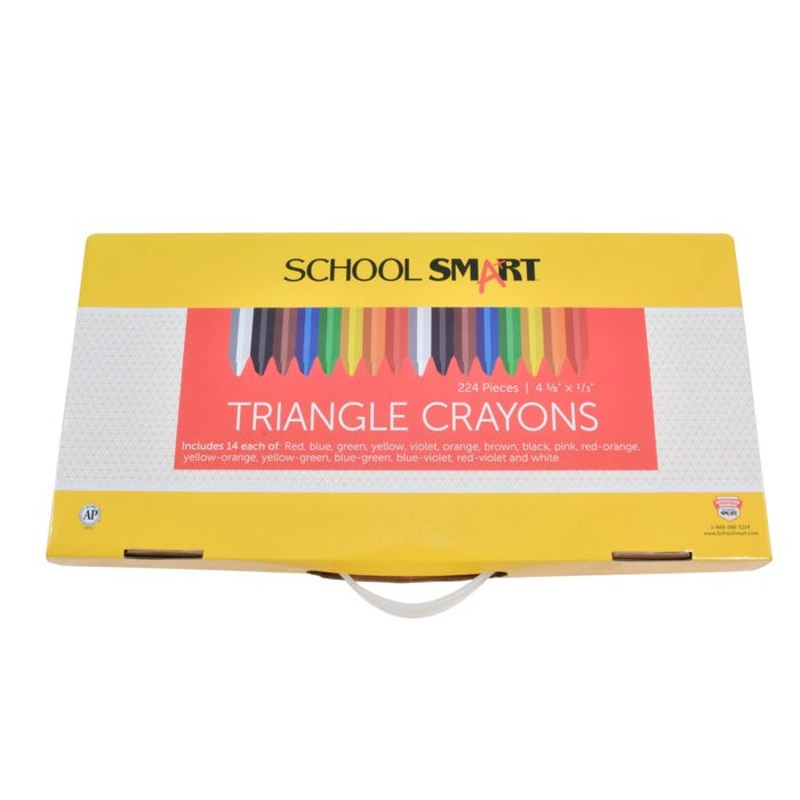 School Smart Triangular Crayons, Assorted Colors, Set of 224