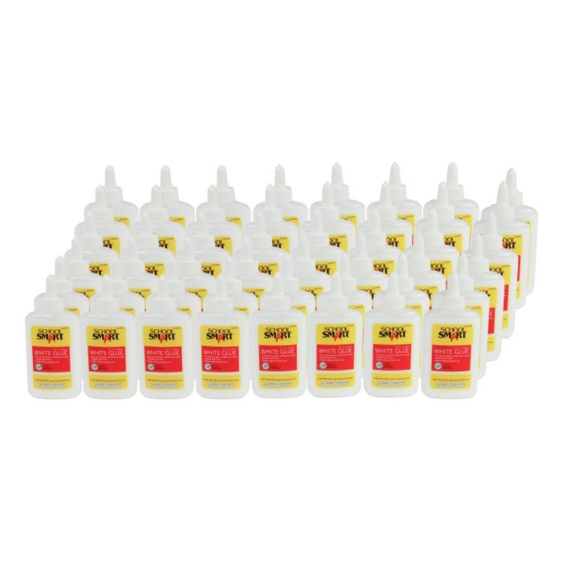 School Smart White School Glue, 4 Ounce Bottles, Pack of 48