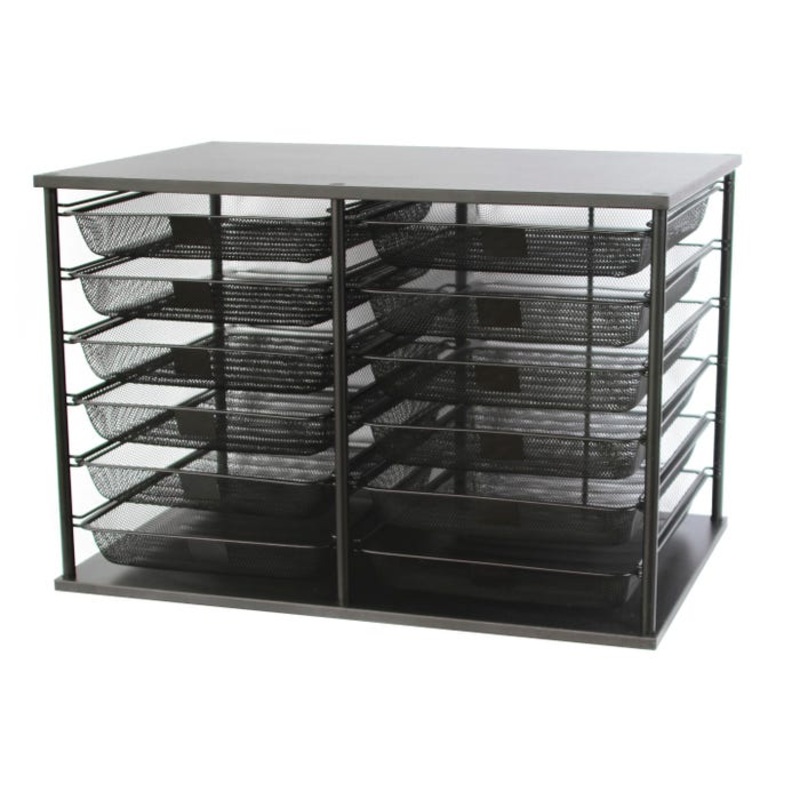 School Smart Wire Mesh Desk Organizer, 12 Tray Drawers, 23-9/10 x 15-3/5 x 16-1/10 Inches