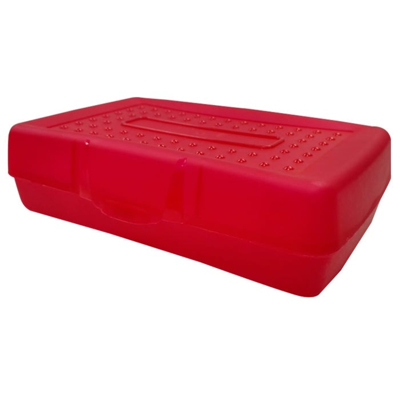 School Smart Plastic Pencil Box Cases, Red, Set of 12