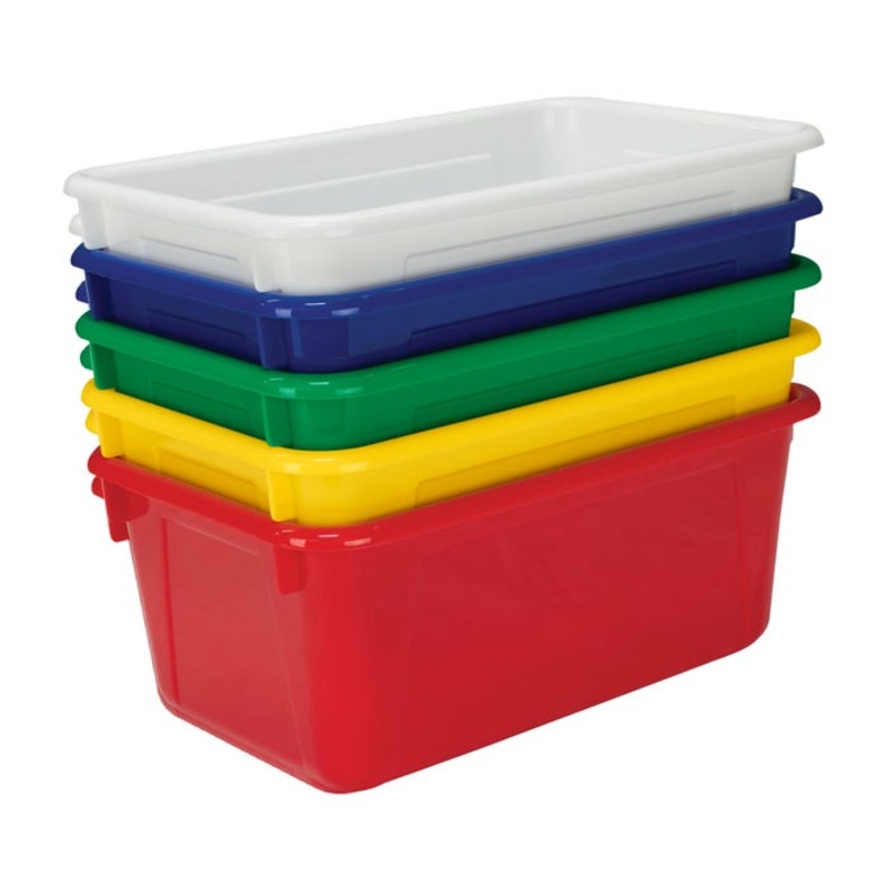 School Smart Storage Bin, 7-7/8 x 12-1/4 x 5-3/8 Inches, Assorted Colors, Pack of 5