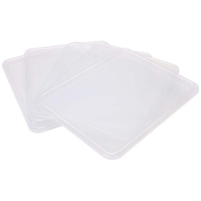 School Smart Storage Tray Lid, 10-7/8 x 13-1/4 Inches, Clear, Pack of 5