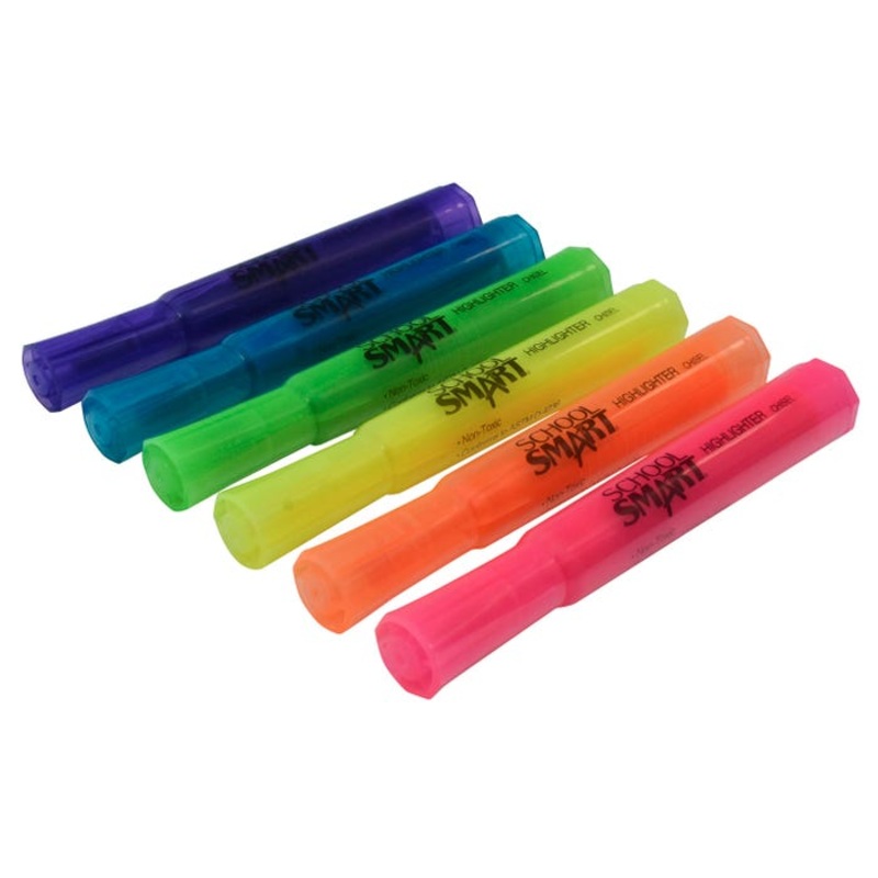 School Smart Tank Style Highlighters, Chisel Tip, Assorted Colors, Pack of 48