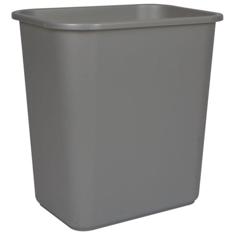 School Smart Indoor Waste Basket, 28 Quart, Gray