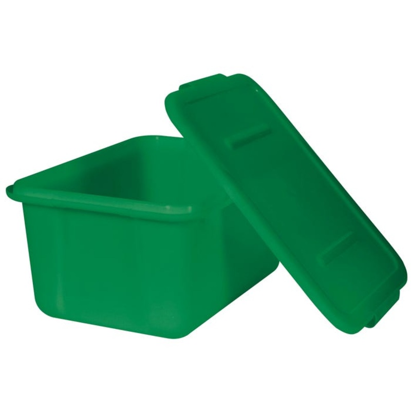 School Smart Large Storage Bin with Non-Snap Lid, 15 Quart, Green
