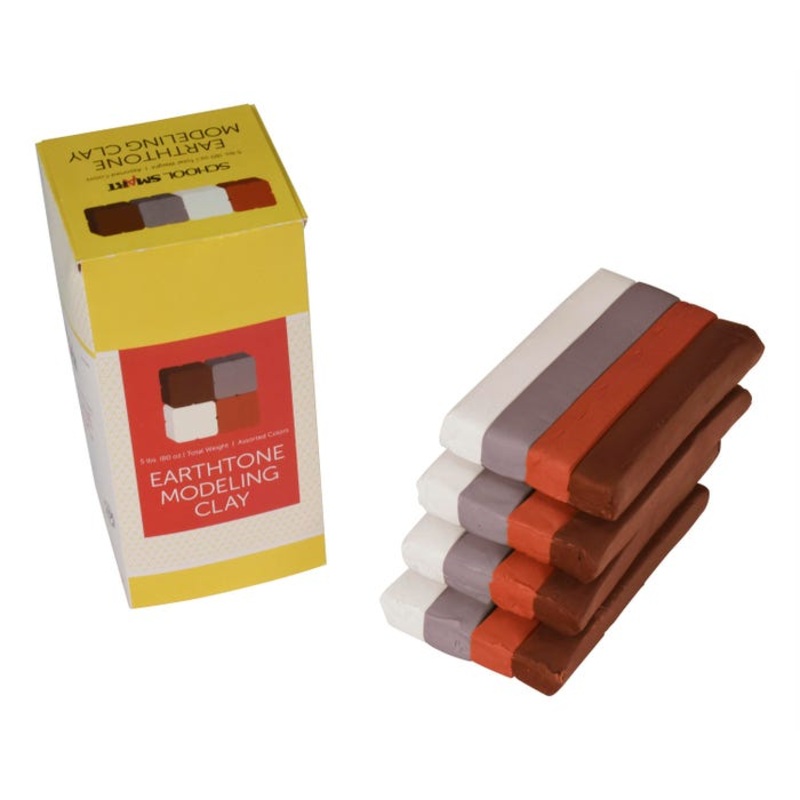 School Smart Modeling Clay, Assorted Earth Tone Colors, 5 Pounds, Set of 4