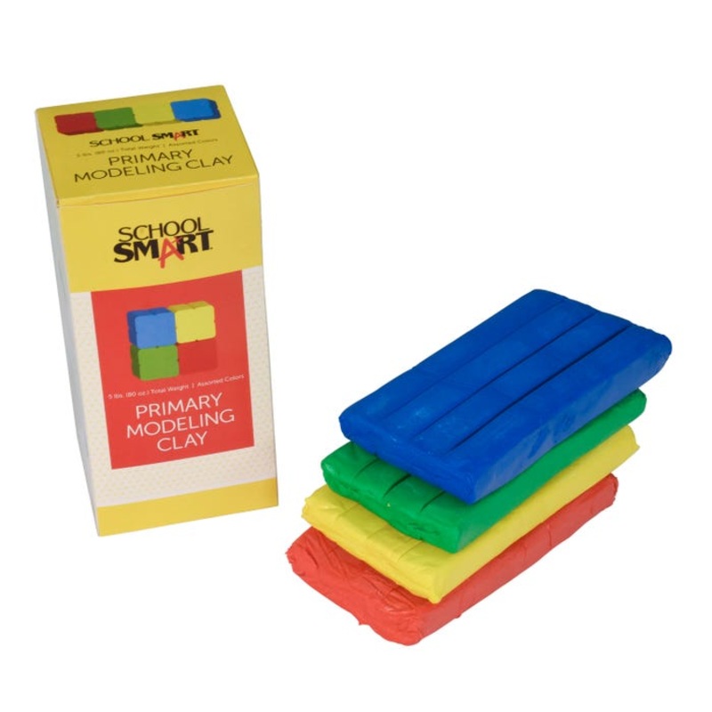 School Smart Modeling Clay, Assorted Primary Colors, 5 Pounds
