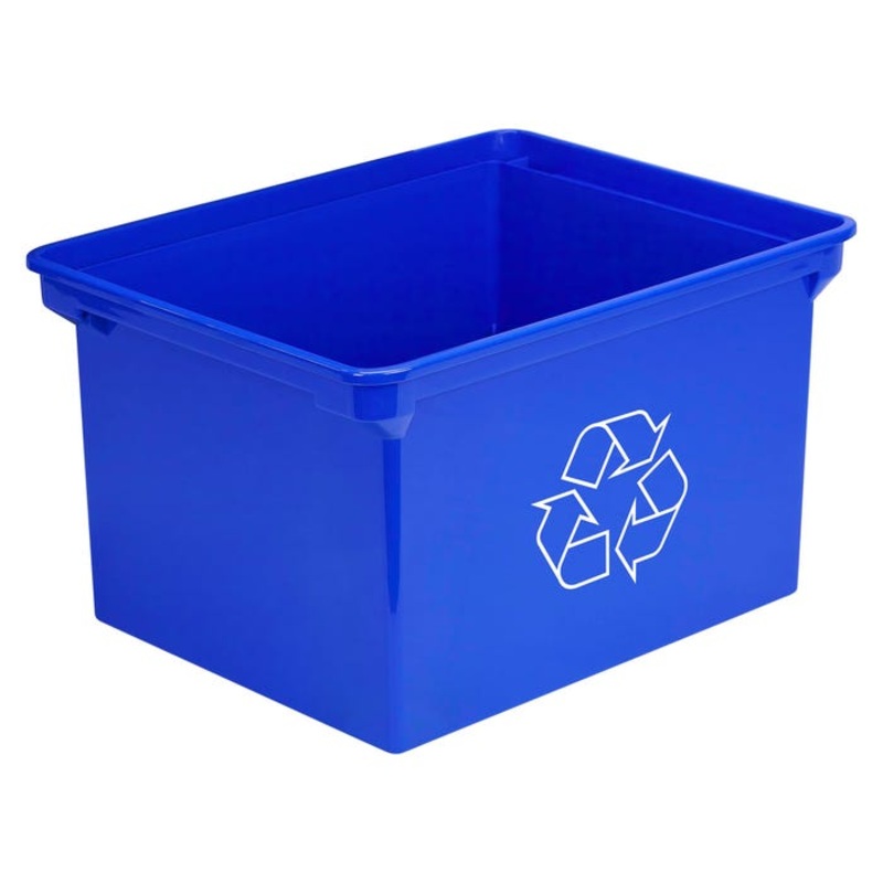 School Smart Recycle Bin, 9 Gallon, Blue