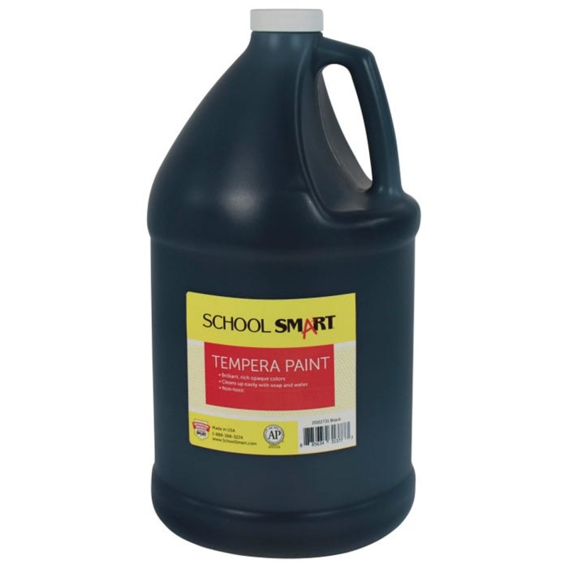 School Smart Tempera Paint, Black, 1 Gallon Bottle