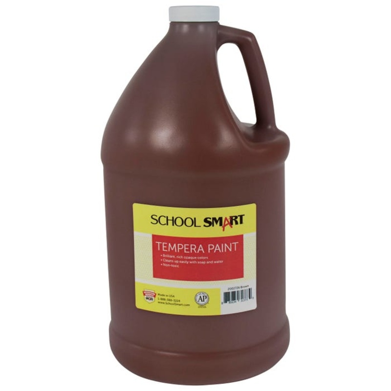School Smart Tempera Paint, Brown, 1 Gallon Bottle