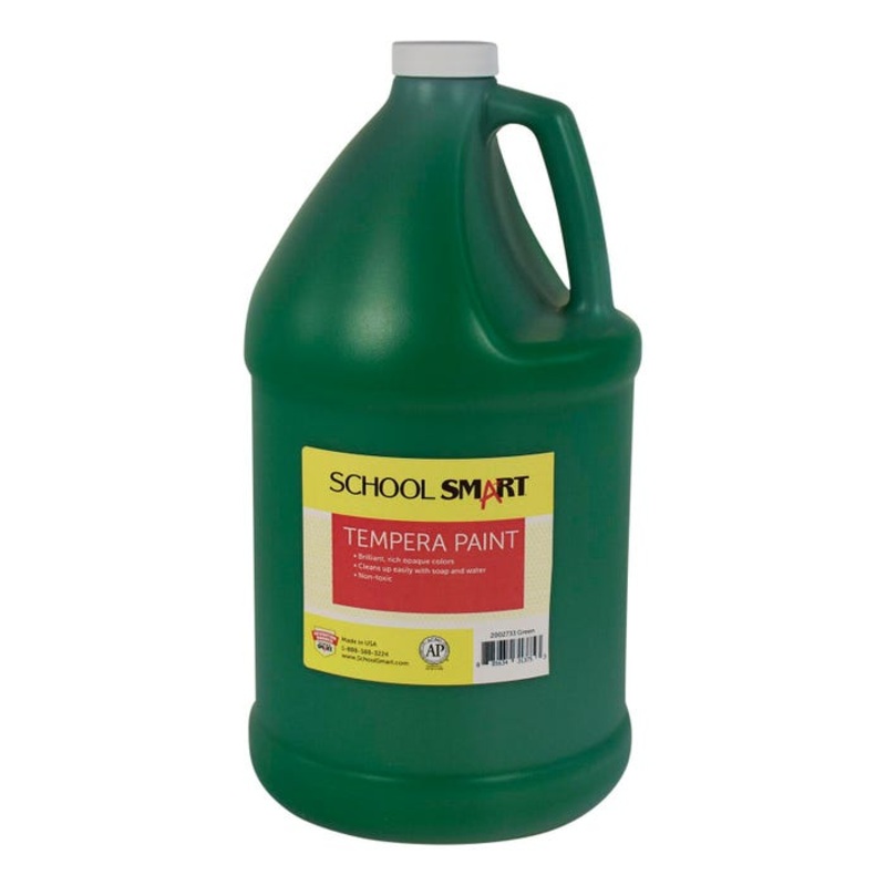 School Smart Tempera Paint, Green, 1 Gallon Bottle