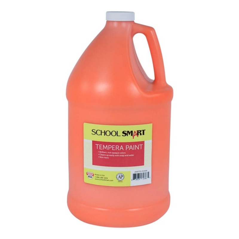 School Smart Tempera Paint, Orange, 1 Gallon Bottle