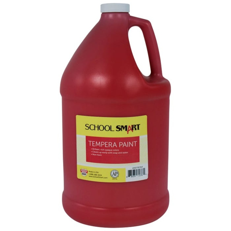 School Smart Tempera Paint, Red, 1 Gallon Bottle