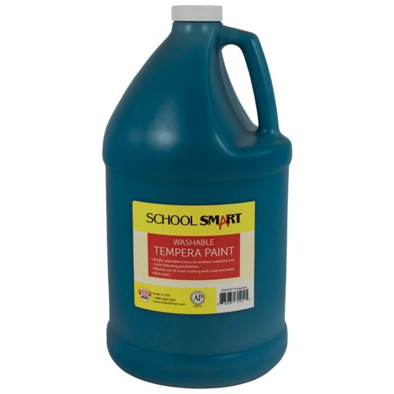 School Smart Washable Tempera Paint, Turquoise, 1 Gallon Bottle